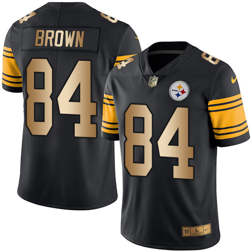 Nike Steelers #84 Antonio Brown Black Men's Stitched NFL Limited Gold Rush Jersey - Click Image to Close